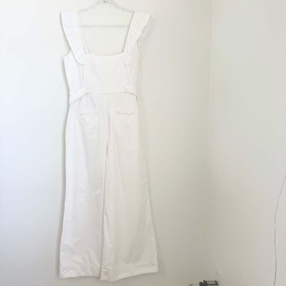 Free People Sun Valley Wide-Leg Jumpsuit w/Ruffles in Ivory White Size 12 - Picture 15 of 16